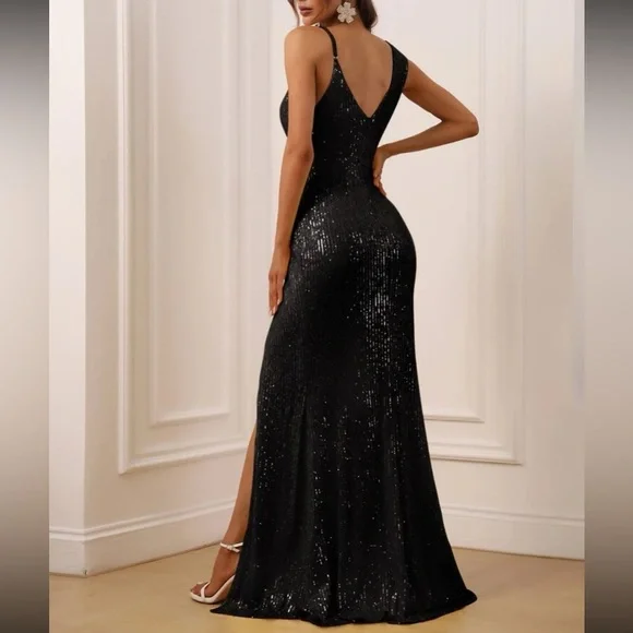 Luxe slit thigh party sequins dress - Picture 5 of 8